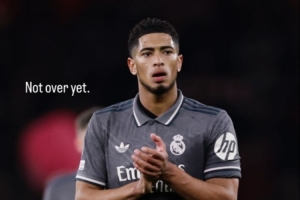 欧冠1/4决赛首回合0-3告负，贝林厄姆社媒晒图鼓励球队：还没结束